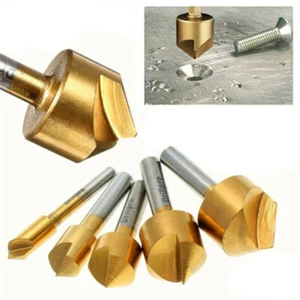 Durable 5PCS Chamfer Countersink Deburring Drill Bit HSS Cutting Metal Tools - Picture 1 of 12