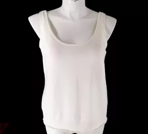 Suéter Top Liz Claiborne Talla 1X Marfil Sin Mangas Tejido Elástico Bonito Borde - Imagen 1 de 5