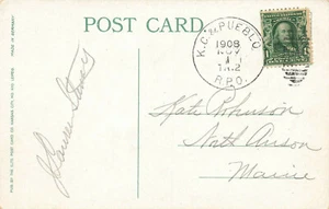 K. C. & Pueblo 1908 R. P. O.Cancel Kansas City MO Courthouse Postcard - Picture 1 of 2