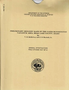 USGS Geologic Map: Paris-Bloomington Vanadium Area, Idaho - Picture 1 of 5