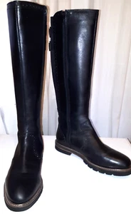NEXT Forever Comfort 7W/41W black leather side zip brogue detail knee high boots - Picture 1 of 18