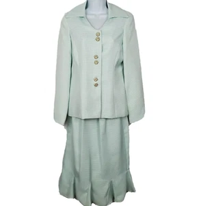 Lily & Taylor Suit Jacket And Skirt Set Mint Green Womens Size 4 Made in USA NEW - Picture 1 of 12