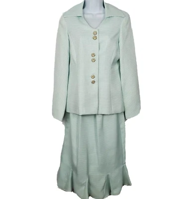 Conjunto de Traje Chaqueta y Falda Lily & Taylor Verde Menta Para Mujer Talla 4 Hecho en EE. UU. NUEVO Foto 1 de 4