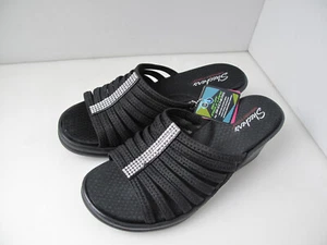 NEW Skechers Cali Rumblers Wide Fit Black Jewel Slide Sandals 38562 Women Sz 11 - Picture 1 of 9