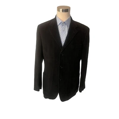 Blazer Abrigo Deportivo Massimo Dutti Terciopelo Hombre 42 Negro Diseñador Completamente Forrado Foto 1 de 4