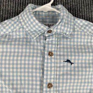 Tommy Bahama Youth Boys Shirt Small 5-6 Blue Check Long Sleeve Button Up Soft - Picture 1 of 15