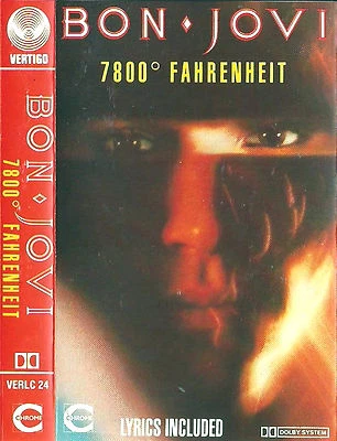 BON JOVI 7800 FAHRENHEIT CASSETTE ALBUM VERTIGO VERLC24 US ISSUE MISPRINT  - Image 1 of 4