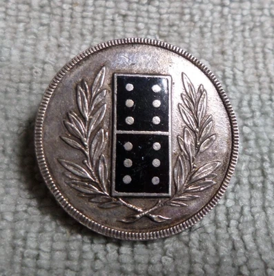 Vintage Antique Metal Crest Uniform Work Picture Button DICE 12 - Image 1 of 3