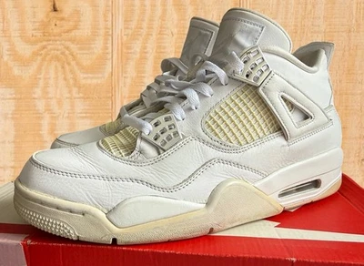 Air Jordan 4 Retro Mid Para Hombre 10 Pure Money Blanco Metálico Plateado [308497-100] Foto 1 de 4