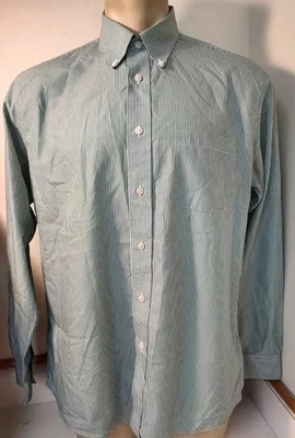 Brooks Brothers Men's Regent 1818 L Large Green Stripe Geometric Button Up VTG - Image 1 of 4