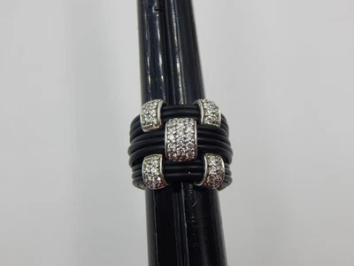 Anillo de diseñador Belle Etoile Legato ~ plata de ley y caucho italiano encordado a mano Foto 1 de 4