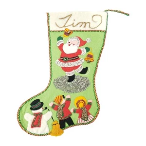 Vintage Creative Moments Schmuck Weihnachtsstrumpf "Happy Santa" 17 Zoll komplett - Bild 1 von 9