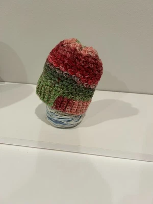 6-10个月婴儿手工钩针豆豆带杂色玫瑰、粉红色、绿色 #40 — 第 1/4 张图片