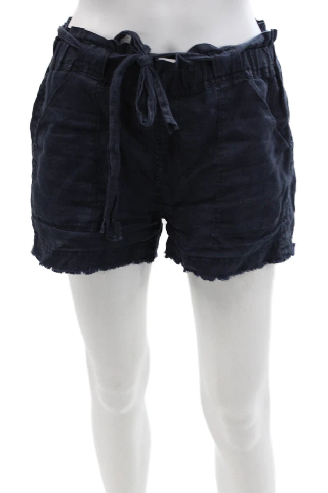Pantalones cortos Splendid Collection para mujer de lino con cinturón azul marino talla extra pequeña Foto 1 de 4