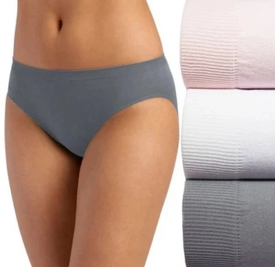 Womens 3-Pack Classic Jockey Microfiber French Cut Comfies Pink/Pearl/Gray Sz XL - Image 1 of 4