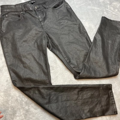 Eileen Fisher Waxed Jeans Pants Womens 8P Black Denim Organic Cotton Stretch - Image 1 of 4