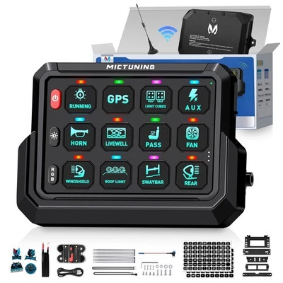 Wireless Switch Panel 12 Gang RGB Toggle Momentary Strobe 1000mAh for Off-Road - Image 1 of 4