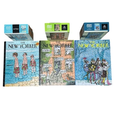 Lot of 3 The New Yorker Miniature 100 Piece Puzzles Trunk Show, Caroling, Spring - Image 1 of 4