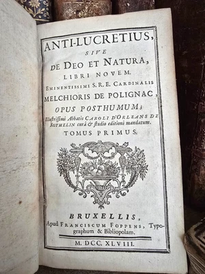 Old Book from 1748 - ANTI-LUCRETIUS, or On God and Nature, in Nine Books - Image 1 of 4