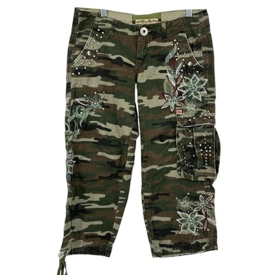 Capris de patinador cargo Miss Me vintage y2k para mujer tiro bajo camuflaje floral tachonado talla M Foto 1 de 4