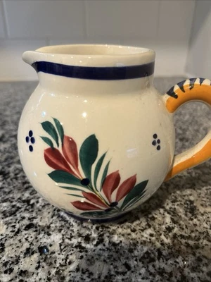 Vintage Henriot Quimper France Very Rare 4” Tall Hand Painted And Made Creamer  - Image 1 of 4