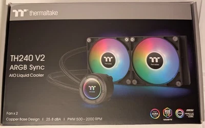 Brand New And Sealed Thermaltake TH120 V2 ARGB 120mm AiO Liquid CPU Cooler Black - Image 1 of 2