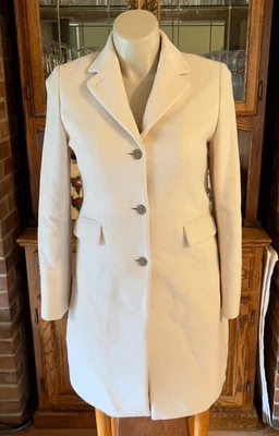 J. Casaco feminino Crew lã cashmere tamanho 10 marfim longo - Imagem 1 de 4
