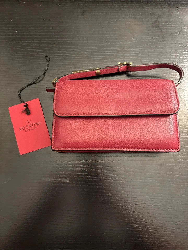 Valentino Rockstud Birds Cuff Bracelet Clutch Pouch Bag Red Leather - Image 1 of 4