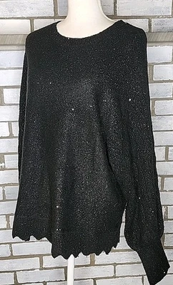 ☆ Suéter Pullover Tejido Manga Larga Elle Para Mujer Talla XL Negro Secuencia  Foto 1 de 4