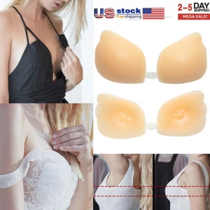 Lady's Sexy Silicone Invisible Bras Sticky Push-Up Bras Strapless NuBra Adhesive - Picture 1 of 13