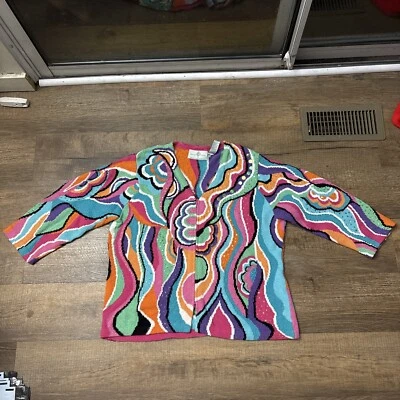 OPCIONES DE DISEÑO Philip & Jane Gordon colorido cárdigan cremallera completa suéter XL Foto 1 de 4