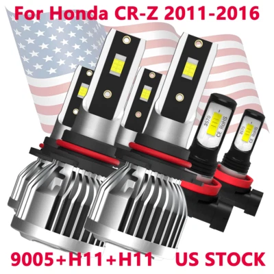 9005 H11 H11 For Honda CR-Z 2011-2016 LED Headlight Fog Light Bulbs Kit - Image 1 of 4