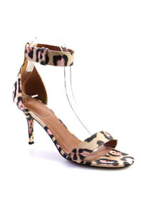 Givenchy Womens Stiletto Leopard Ankle Strap Sandals Brown Leather Size 37.5
