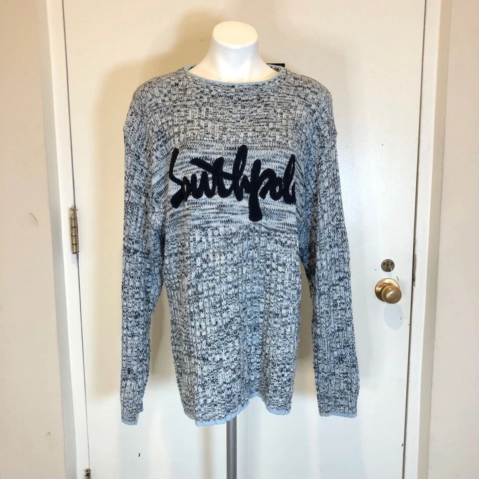 Suéter Polo Sur Colección Auténtica Talla L Azul Acanalado Manga Larga Top Foto 1 de 4