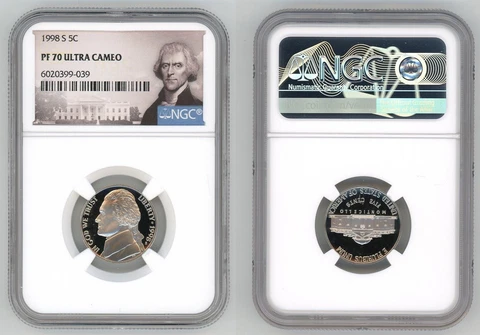 1998 S JEFFERSON NICKEL 5C NGC PF 70 ULTRA CAMEO   R6 Cover