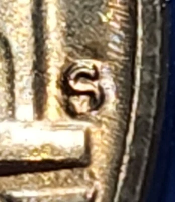 Toned 1954-S/S Jefferson Nickel - Repunched Mintmark GEM BU - Image 1 of 4