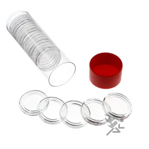 Red Capsule Tube & 20 Direct Fit A22 AirTite Coin Capsules for 1/4oz Gold Eagles - Picture 1 of 3