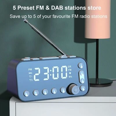 Fm Dab Radio Receiver Gift Alarm Clock Broadcasting Strength Signal U Disk Play - Image 1 of 4