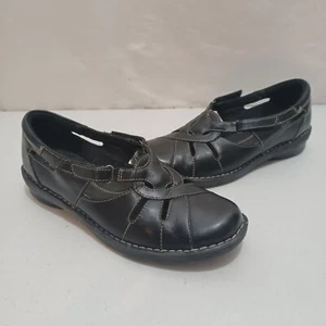 clarks bendables flats shoes loafers black womans size 8M - Picture 1 of 6