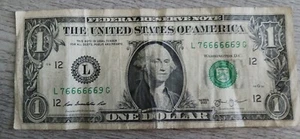 fancy serial number 1 dollar bill 2013 76666669 - Picture 1 of 6
