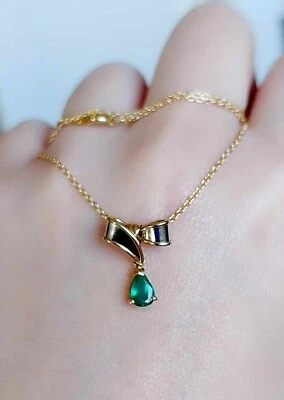 Colar de ouro 18k e platina esmeralda natural Nina Ricci 16" - Imagem 1 de 4