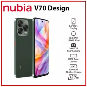 NEW ZTE nubia V70 Design GREEN 8GB+128GB Dual SIM Unlocked Android Mobile Phone - Picture 1 of 3