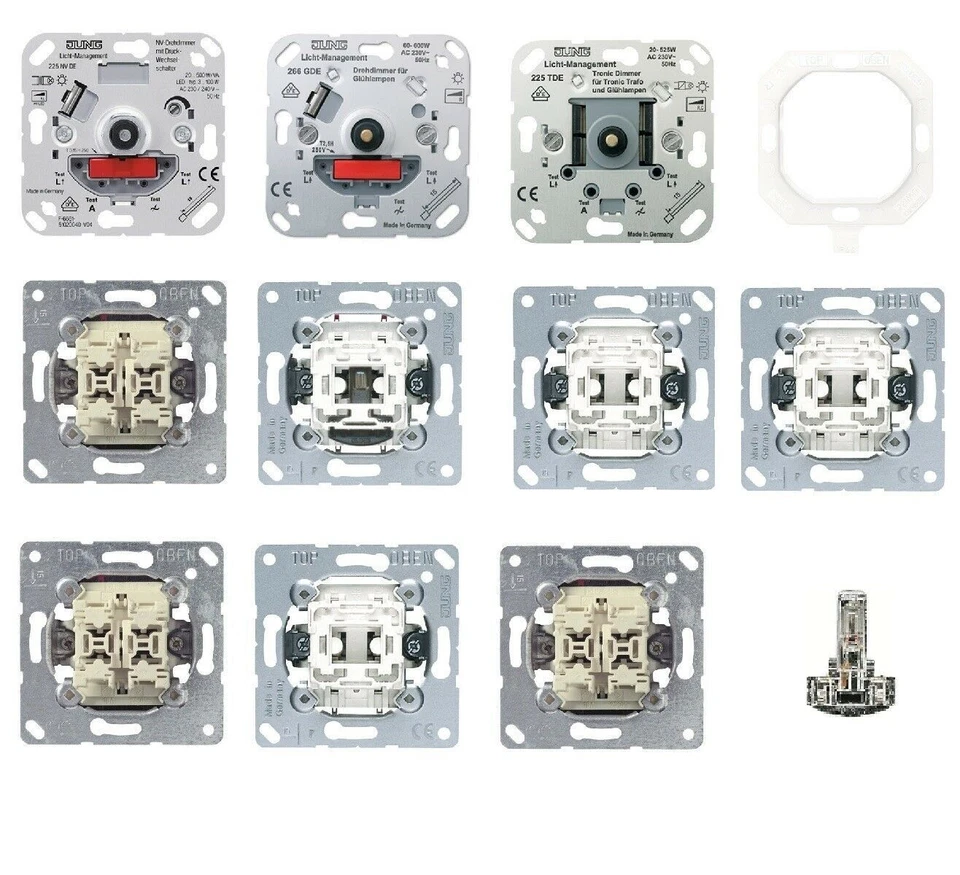 JUNG Einsatz Dimmer Serien Kreuz Taster Kontroll Wechsel Jalousie Schalter Wahl - Bild 1 von 1