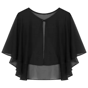 Womens Sheer Chiffon Cardigan Bolero Cape Wrapped Shawl Open Front Shrug AU - Picture 1 of 74