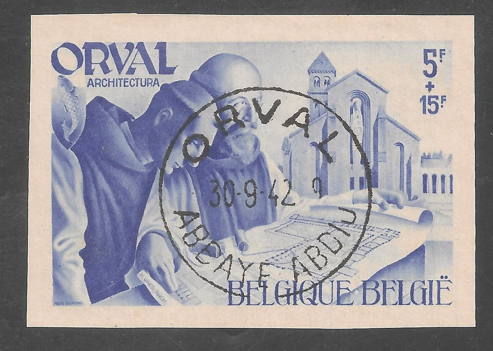 Bélgica #B303b (SP140) EN MUY BUEN ESTADO IMPERFECTO. Planes de estudio usados SOTN 1941 5fr + 15fr monjes Foto 1 de 1