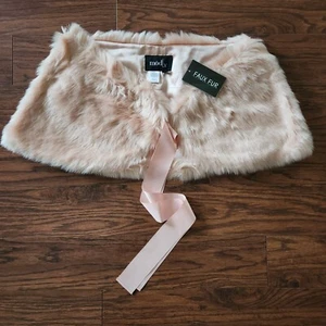 Mod Faux Fur Stole Wrap Wedding Shawl Ribbon Tie Elegant Warm Dressy Fancy Pink - Picture 1 of 8