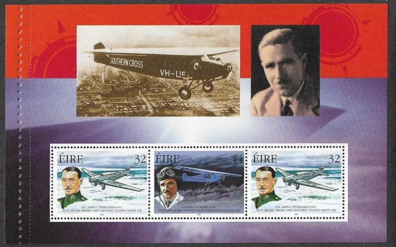 IRLANDA PRIMEROS AVIONES DE AVIACIÓN PIONEROS FOLLETO PANEL MNH 1998 Foto 1 de 1