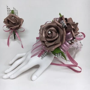 Glamour Doppia Malva Schiuma Rose su Malva con Bordo Argento Corsetto Combo - Foto 1 di 1