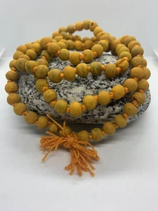 Haldi Turmeric Necklace knotted beads Kali Maa Durga maa Prayer beads  - Picture 1 of 2