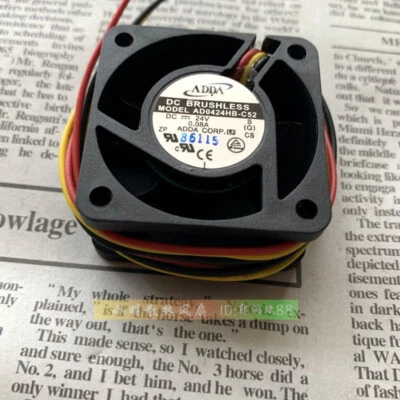 ADDA AD0424HB-C52 4020 24v 0.08A 4CM 3-wire cooling industrial fan small - Image 1 of 4